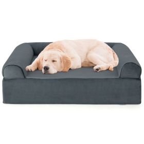 40" Orthopedic Dog Sofa Dog Bed Memory Foam Pet Bed Pet Sofa with Headrest for Large Dogs