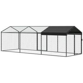 Large Metal Chicken Coop, Chicken Run with Waterproof & Anti-UV Cover for 3-5 Poultry, Outdoor Poultry Cage Rabbit Hutch (Option: Black-1100x640x110 mm)