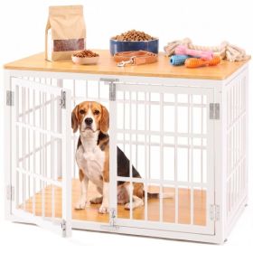 Sturdy Dog Crate Furniture, Heavy Duty Kennel For Large & Medium Dogs, Indoor Use (Option: Natural  42IN)