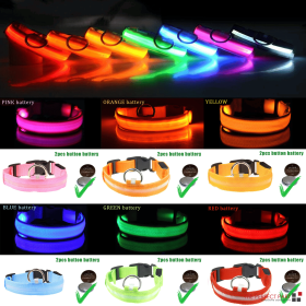 LED Adjustable Dog Collar Blinking Flashing Light Up Glow Pets Safety Waterproof (Color: Red, size: XS)