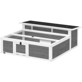 Tortoise Habitat Openable Top Wooden Tortoise Enclosure Run Area and Clear Window Dark Gray (Option: Dark Gray-1150x500x210 mm)